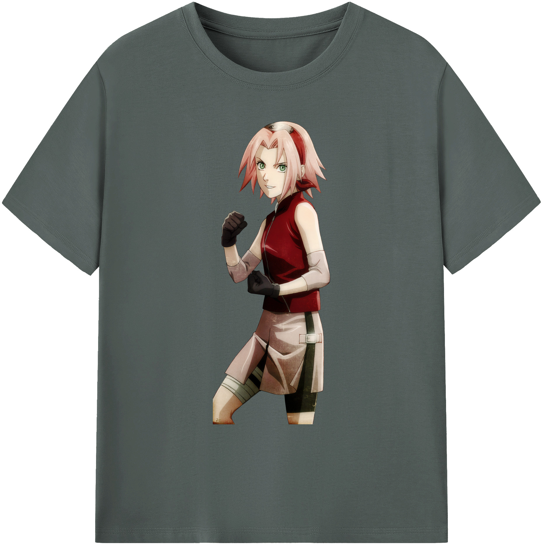 （画像用） NARUTO -ナルト- 春野サクラ Haruno Sakura 綿100％ メンズ半袖Tシャツ｜肌触りやわらか＆通気性